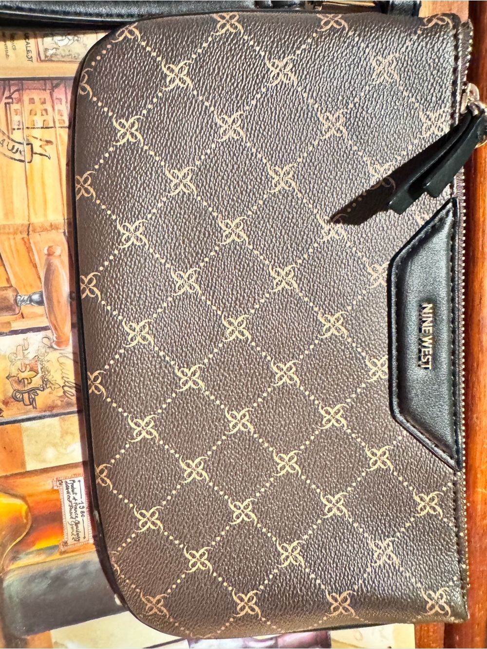 Nine West Brown Monogram clutch bag